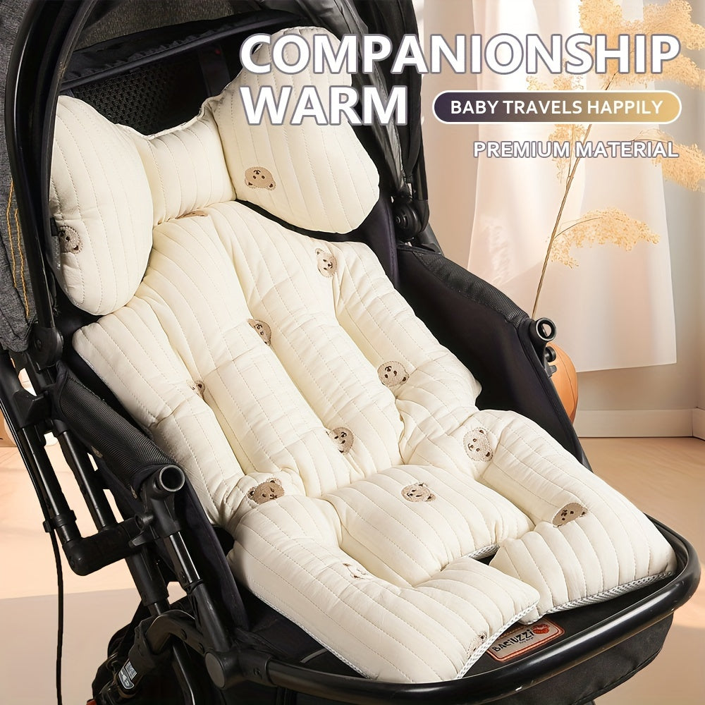 Thick Stroller Seat Cushion for Comfort Polyester Fabric Baby Carriage Pad