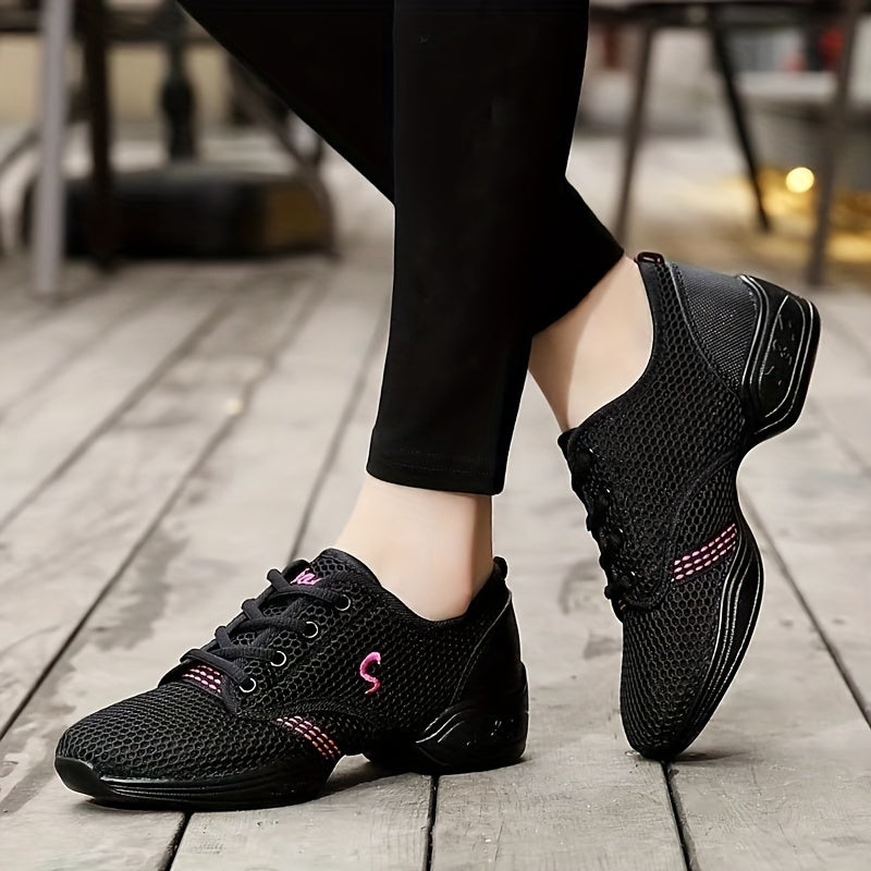 Women's Jazz Dance Shoes Mesh Low Top Lace Up Casual All-Season
