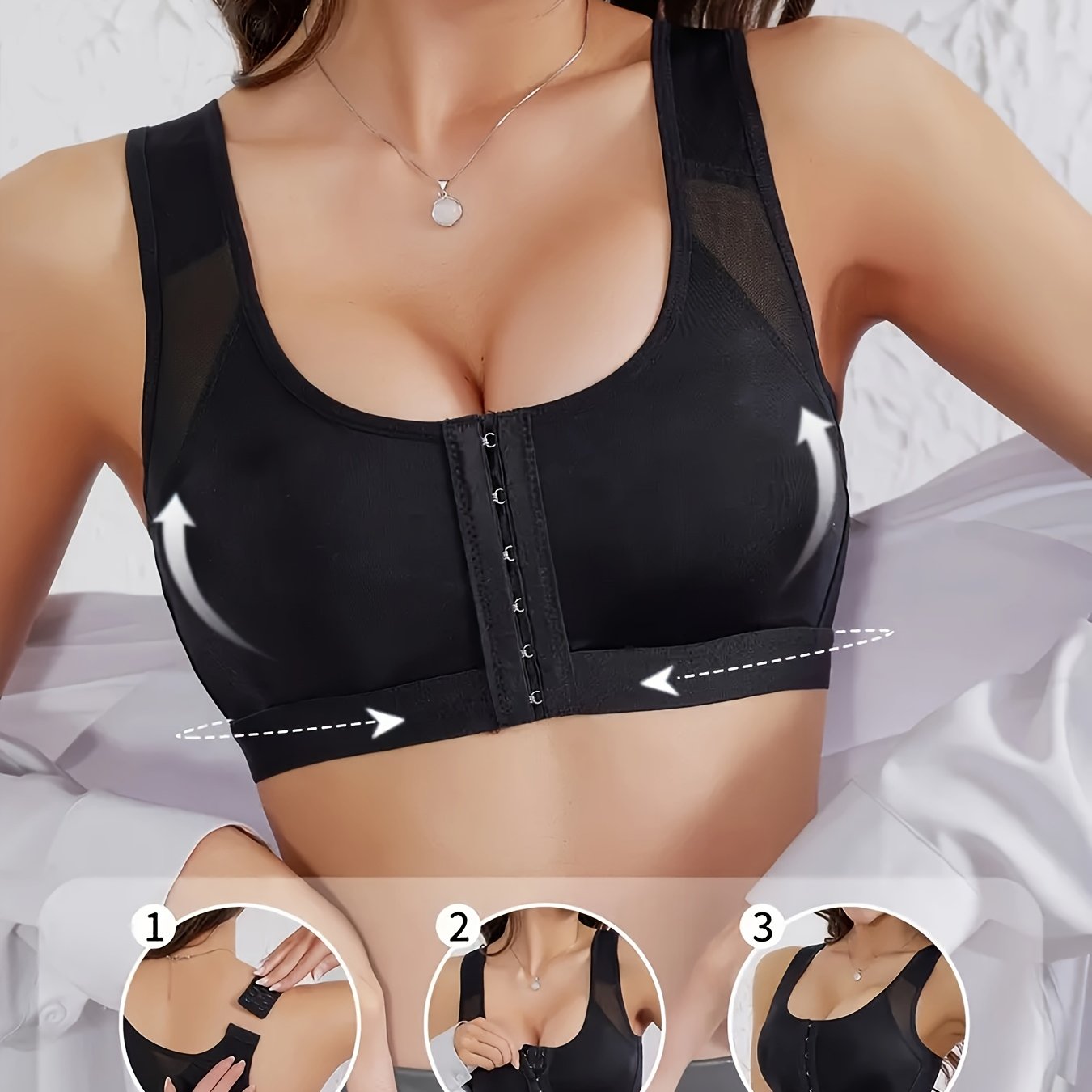 Women’s Wireless Sports Bra Breathable Mesh Adjustable Clasp For Yoga Running