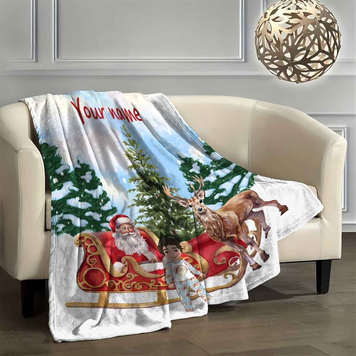 Cozy Polyester Flannel Fleece Throw Blanket with Customizable Christmas Style for All Seasons