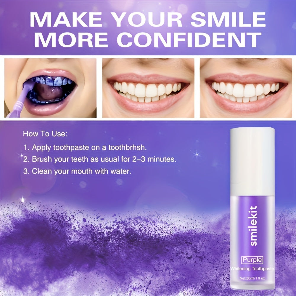 Purple Whitening Toothpaste for Deep Cleaning Fresh Breath Travel Mini