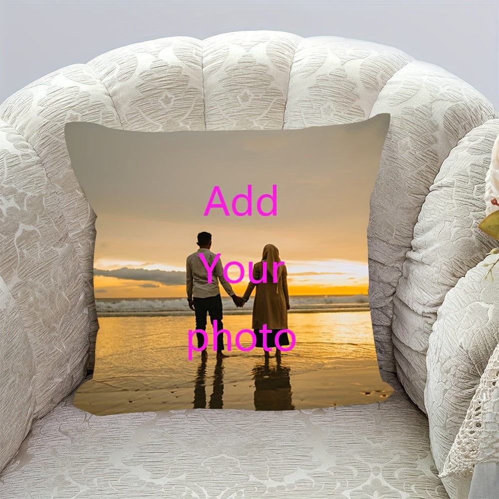 Personalized Photo Pillow Cover for Couples, Parents, Friends, Pets 45.72cm Linen Double-Sided