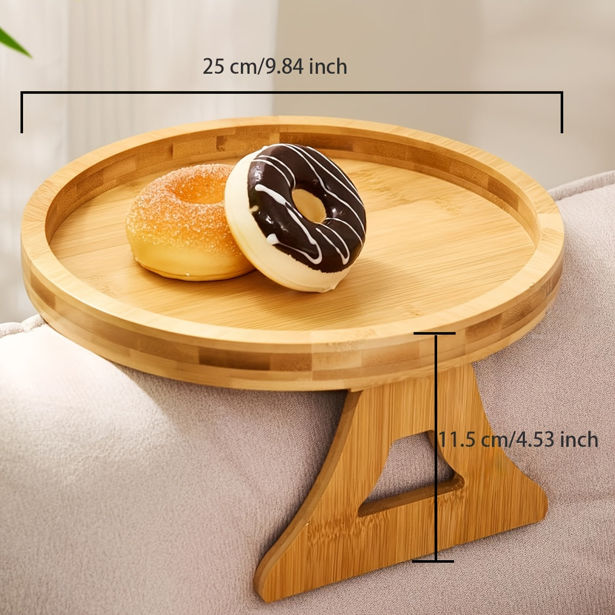 Foldable Wooden Sofa Side Table Natural Finish Portable Design