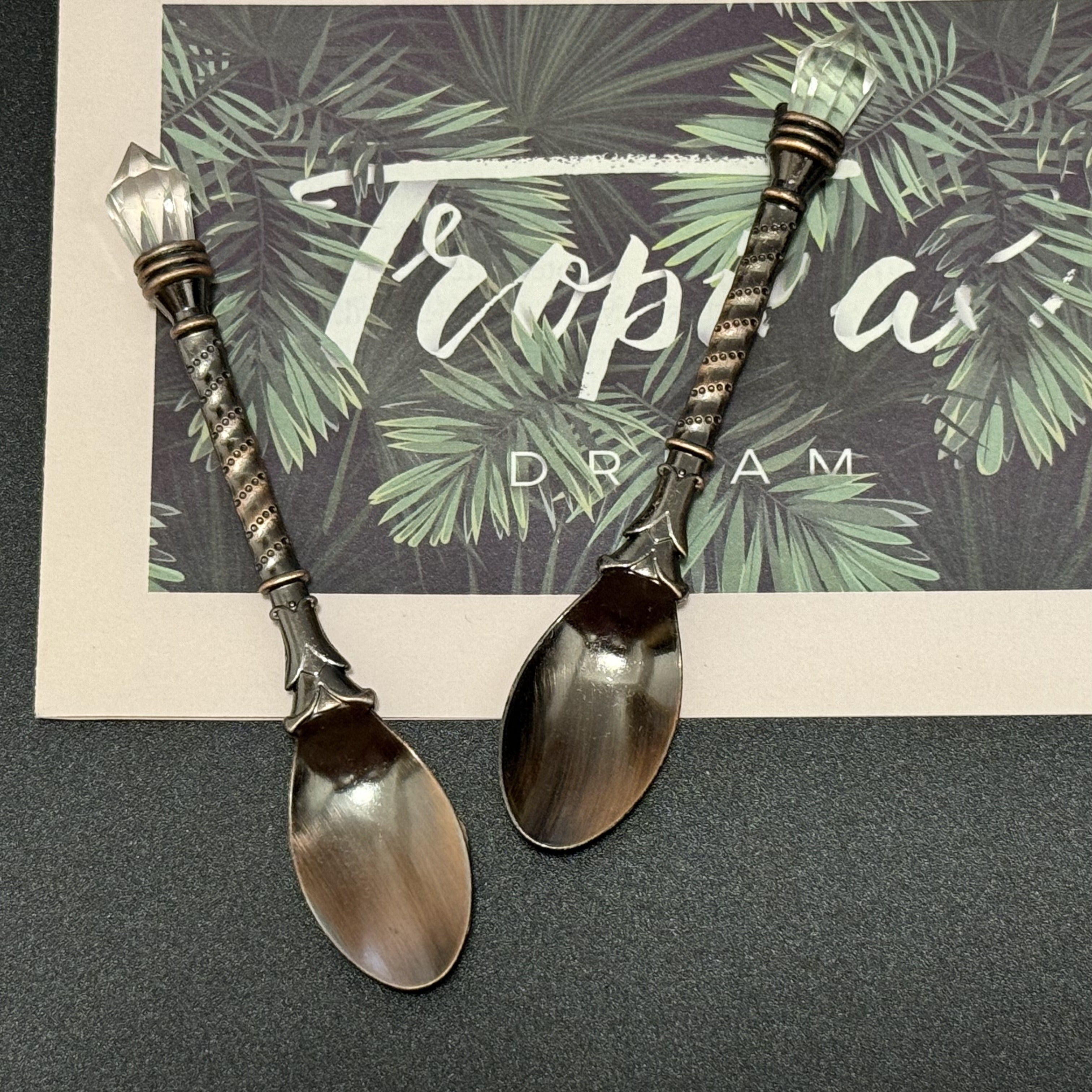 Gold-Plated Coffee Spoon with Crystal Handle for Holiday Celebrations