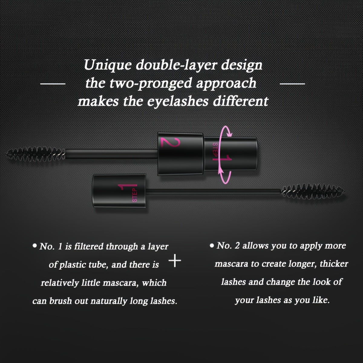 Women's Waterproof Double-Headed Mascara Long-Lasting with 3D Dense Lashes