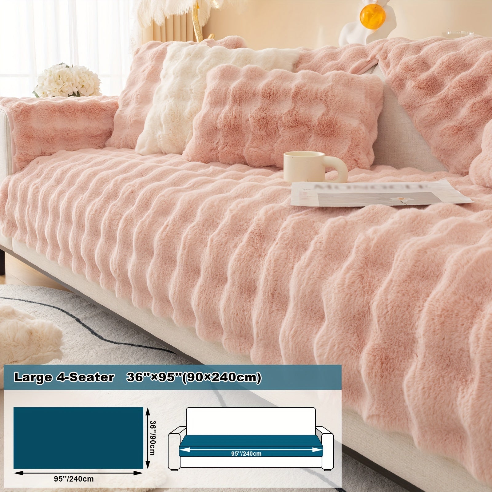 Имитация кролика плюшевая подушка-диван для домашних животных, дружелюбная к собакам с нескользящим чехлом для защиты мебели и декора в спальне, офисе или гостиной.