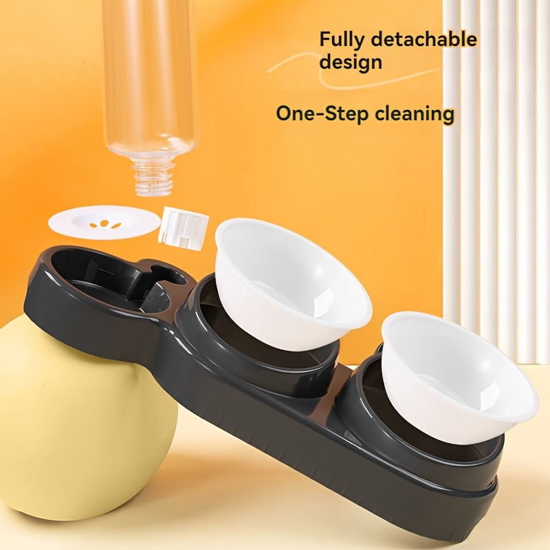 Dual-Bowl Automatic Pet Feeder and Water Dispenser for Cats and Small Dogs