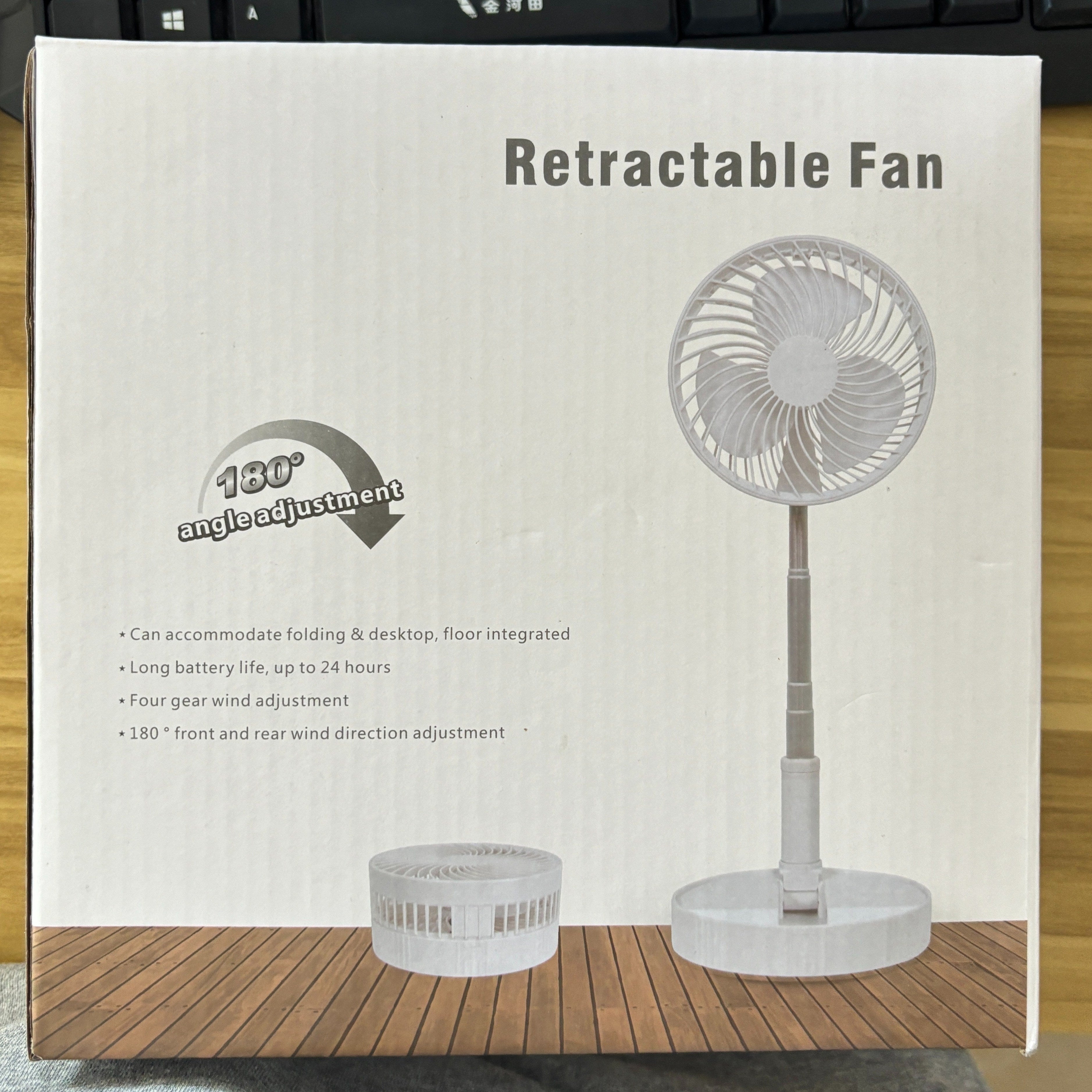 Portable USB Mini Fan with Remote Control, Telescopic, Foldable White Desk Fan