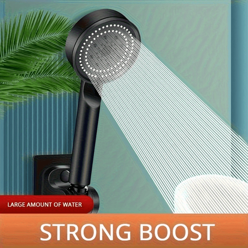 Handheld Showerhead with 5 Spray Modes Black White High Pressure Easy Installation
