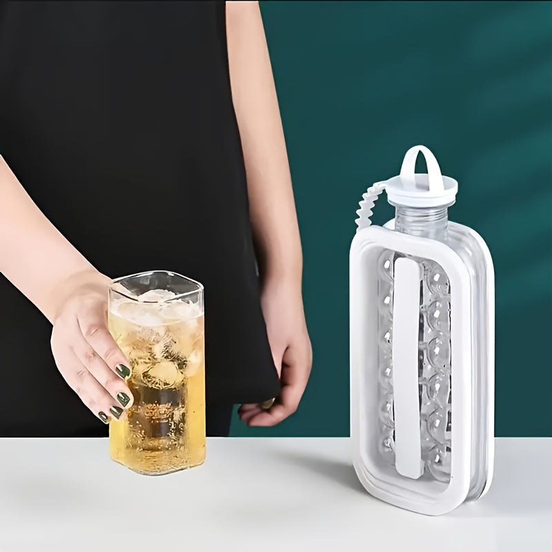 Foldable Ice Maker Water Bottle With Ice Cube Tray and Crusher