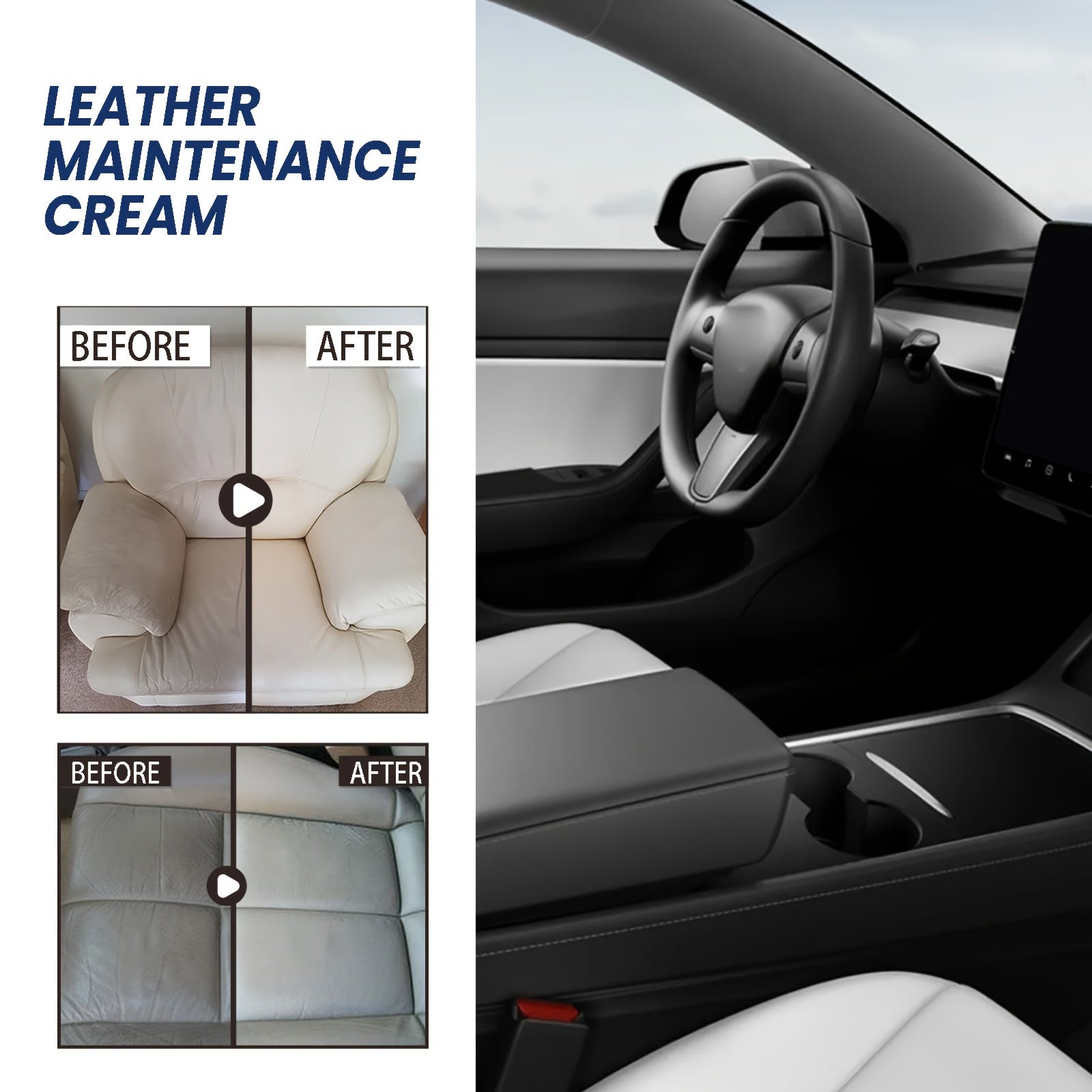 Крем для ухода за кожаными автомобильными сиденьями, диванами, полироль, очиститель от пятен, ремонт