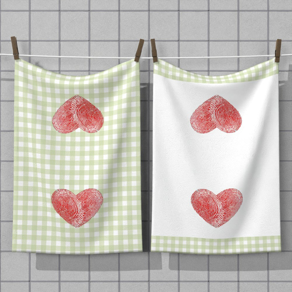 Valentine's Day Heart Print Tea Towels 2-Pack, 45.72x66.04 cm, Soft Polyester