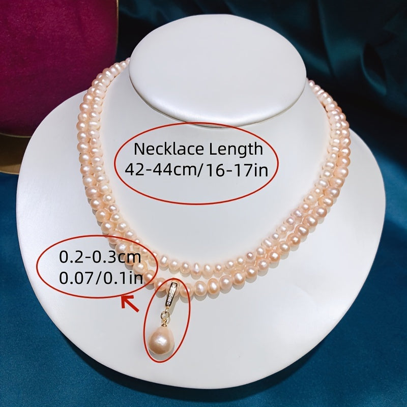 Pink Double-Layered Freshwater Pearl Necklace for Women