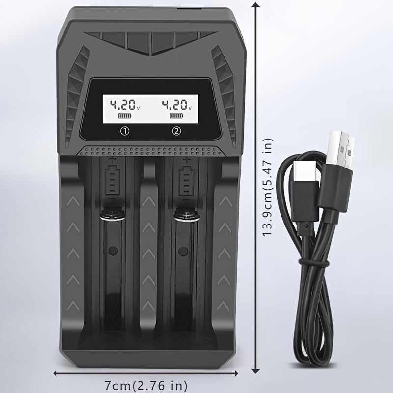 Universal USB Lithium Battery Charger for 26650 21700 18650 14500 Batteries with Voltage Display