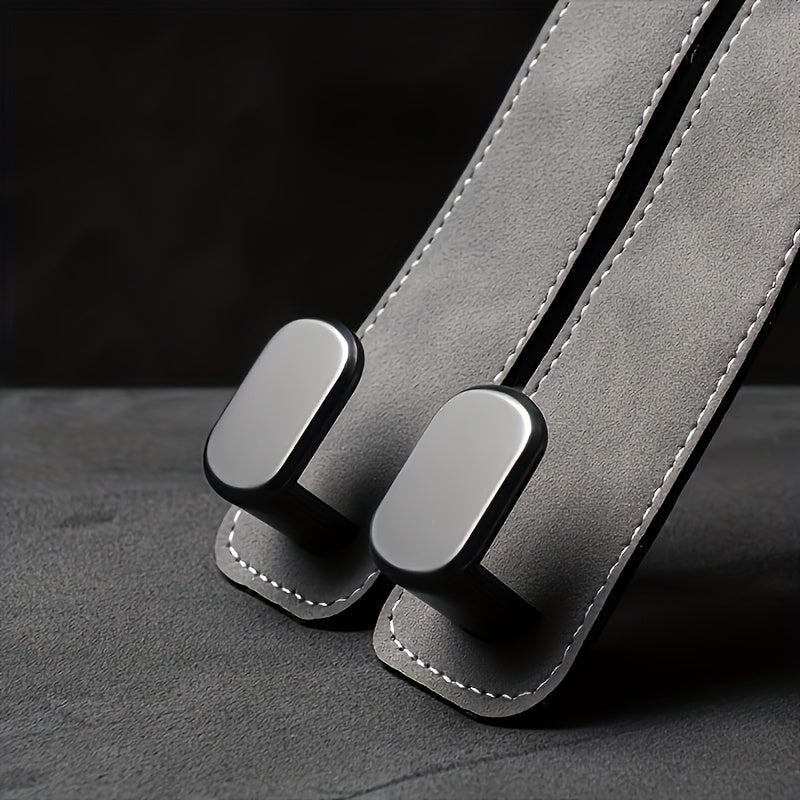Universal Faux Leather Car Seat Headrest Hooks with Concealed Metal Slots