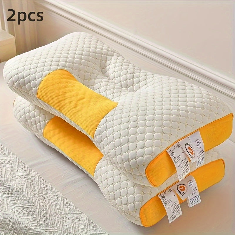Set of 2 Adult Knitted Neck Pillows for Better Sleep Ergonomic Contour Support