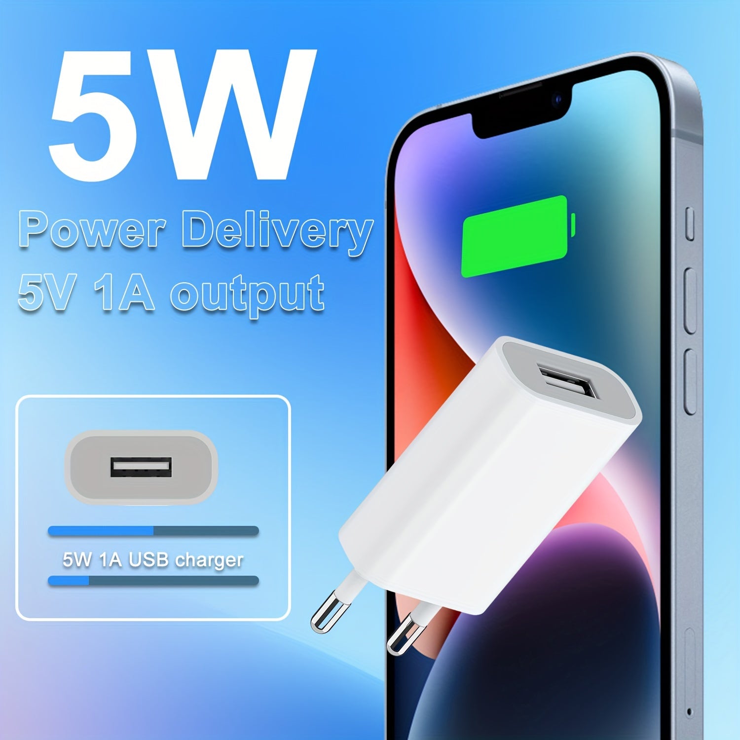 Set of Four White 5V 1A USB Wall Chargers for Mobile Phones and Devices