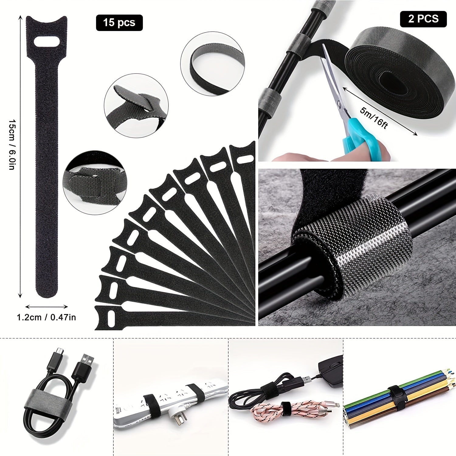 173-Piece Cable Management Organizer Kit with Cable Sleeves Clips Ties and Wall Ties