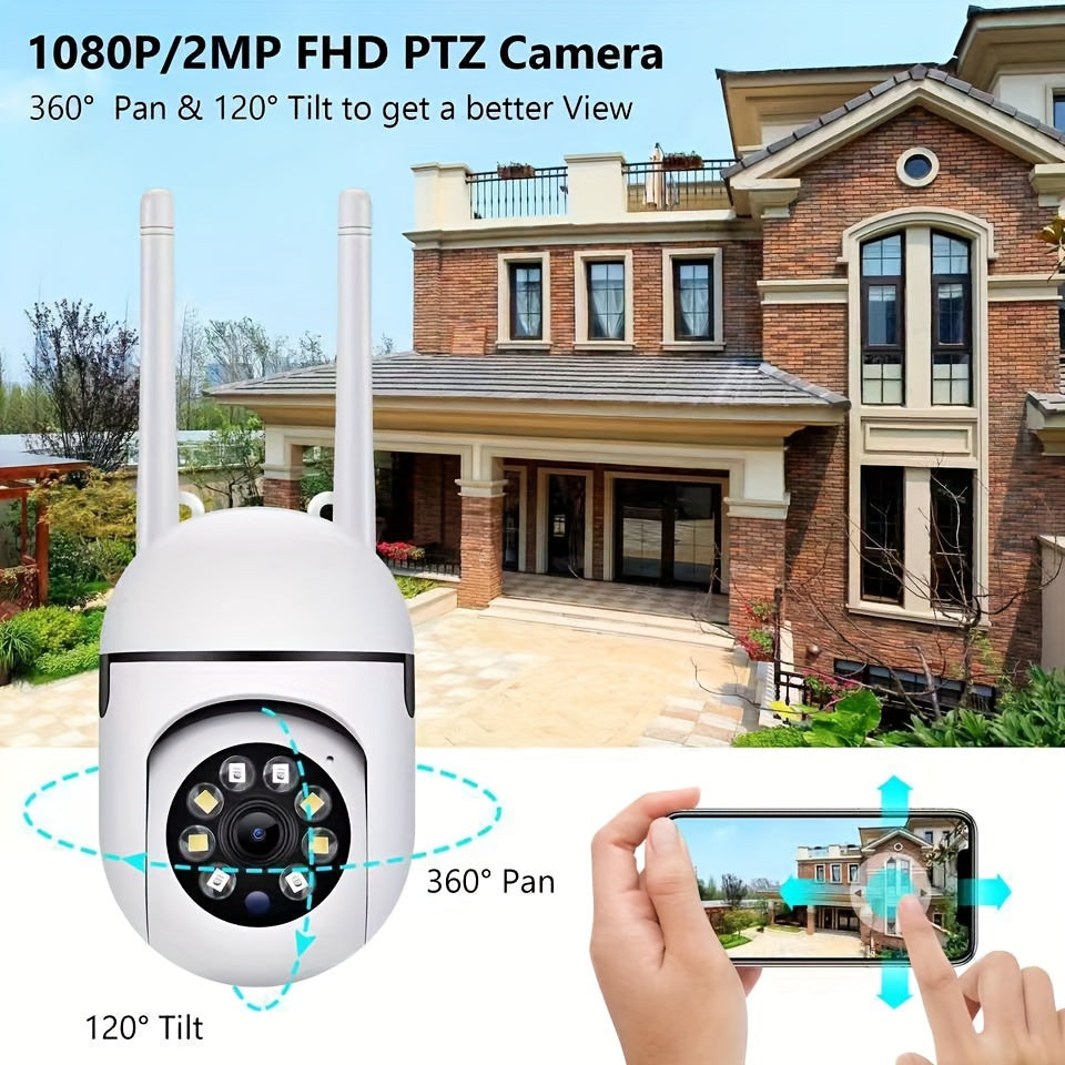 1080p WiFi Indoor Outdoor Security Camera with Night Vision Two-Way Audio Motion Tracking