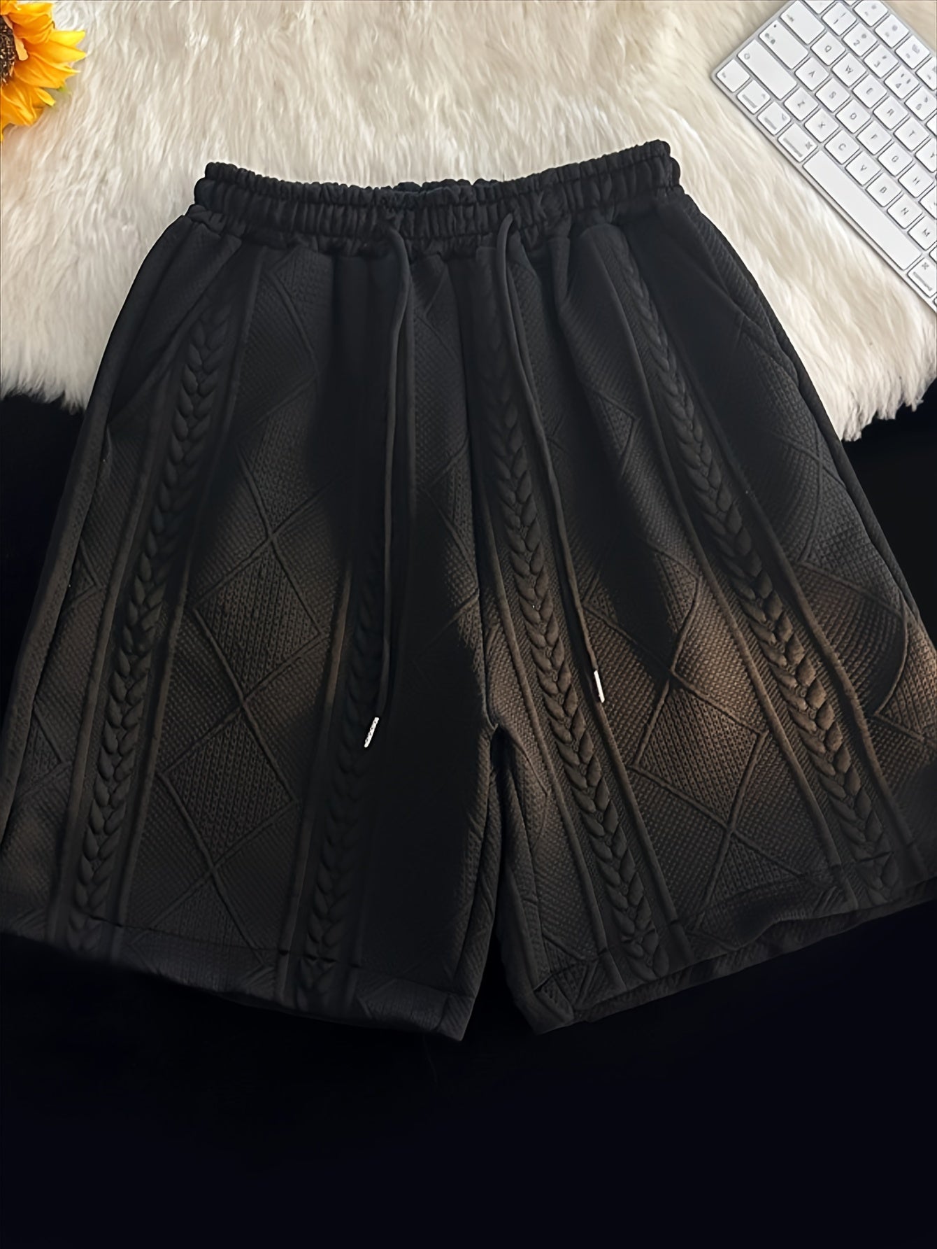 Men's Short Sleeve Jacquard Summer Suit Two-Piece Zipper Closure Casual