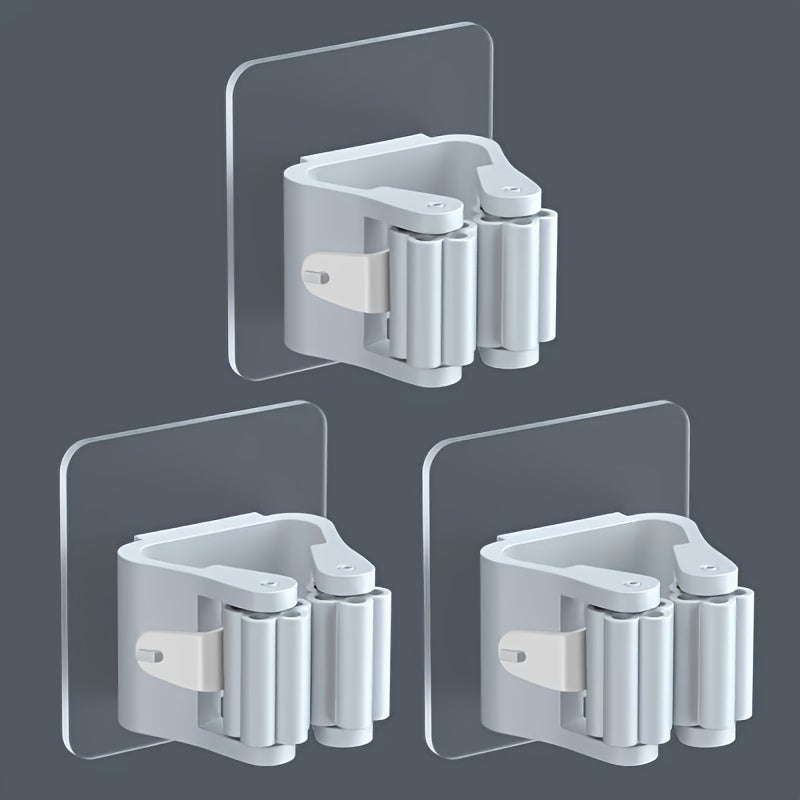 Двухсекционный настенный держатель для швабры и метлы без сверления, полка для хранения для кухни и ванной