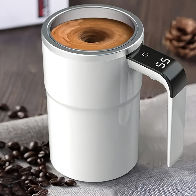 Smart Coffee Mug with Temperature Display and Self-Stirring Insulated Stainless Steel USB Rechargeable