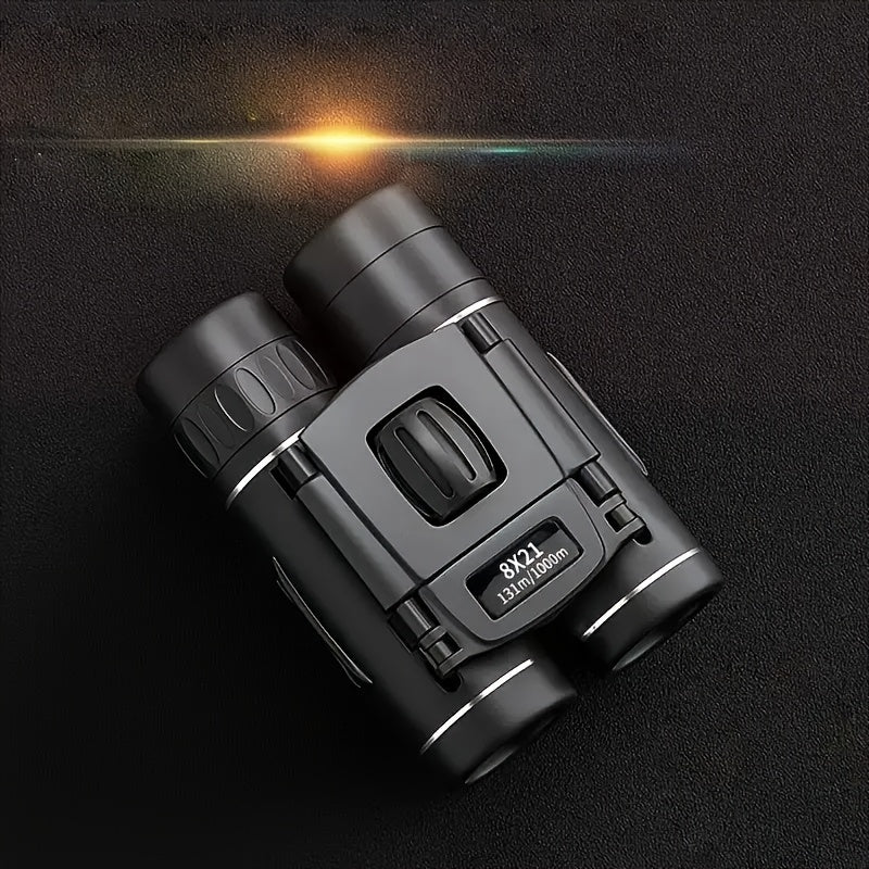 HD Zoom Portable Folding Binoculars for Outdoor Tourism Camping 8X 20mm Black
