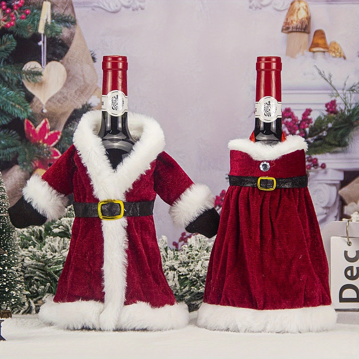 Red Wine Bag with Leak-Proof Cap for Travel and Christmas Party Decoration