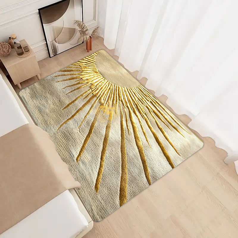 Rectangular Sunburst Entrance Mat Indoor Rug Soft Thick Sponge Machine Washable Polyester