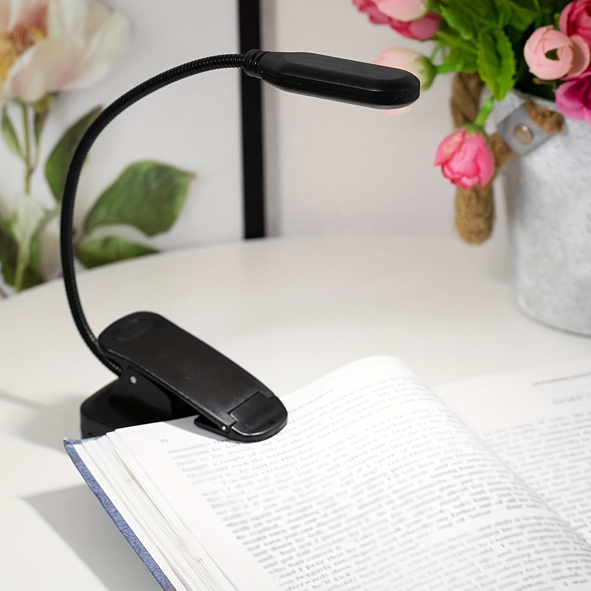 Portable Clip-On Book Light with Flexible Hose for Reading and Night Use