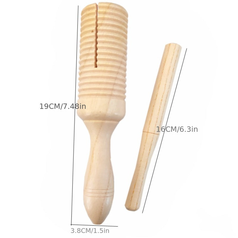 Wooden Sound Tube with Croak Frog Barrel Design Educational Musical Toy for Kids 14+