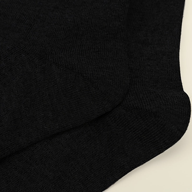 6 Pcs Men's Breathable Cotton Blend Crew Socks Black Sweat-Absorbent Odor-Resistant Comfortable