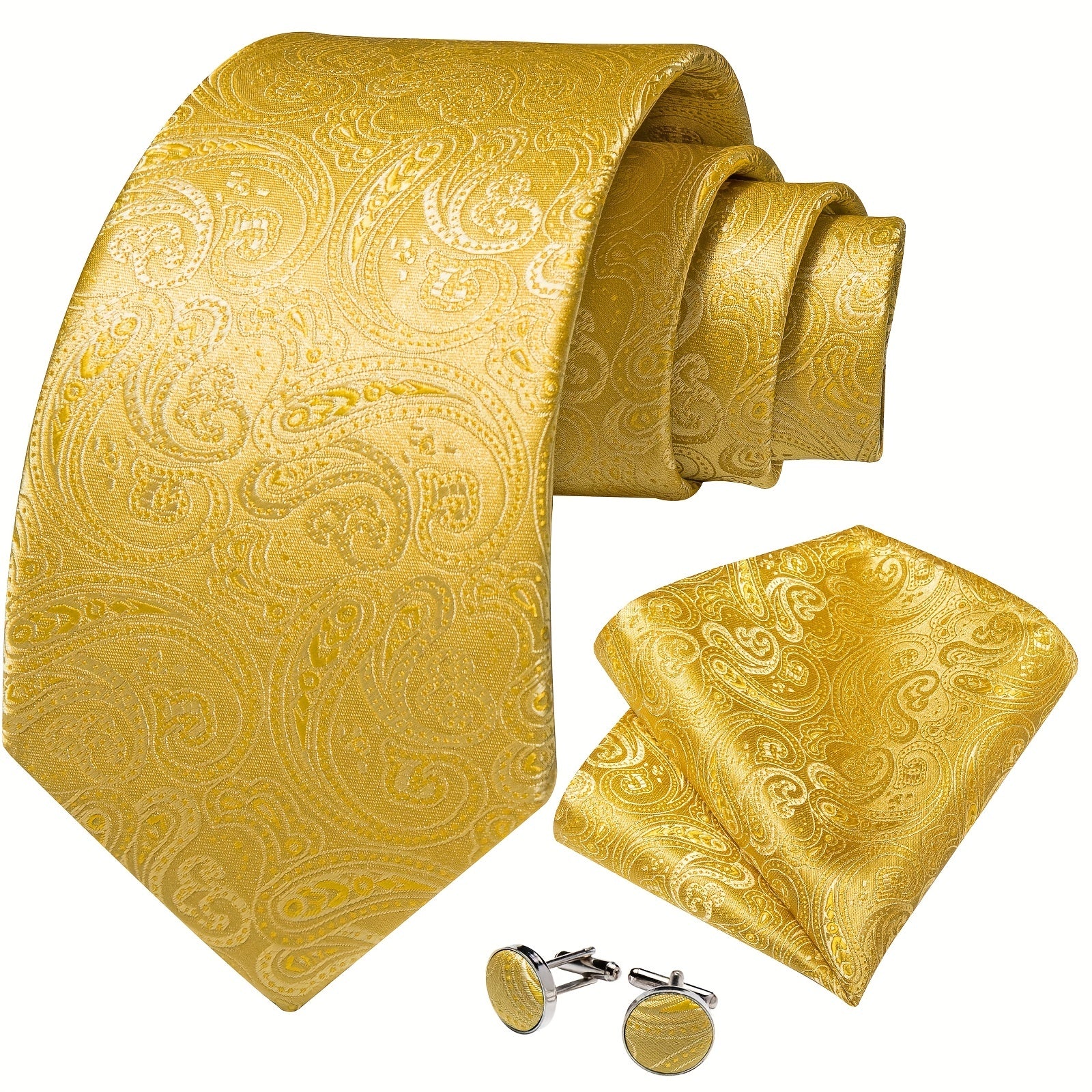 Men's Necktie Set with Cufflinks for Wedding Formal Wear Stylish Accessories