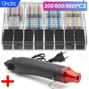 Electric Hot Air Heat Gun Kit with Solder Seal Wire Connectors and Shrinkable Sleeves