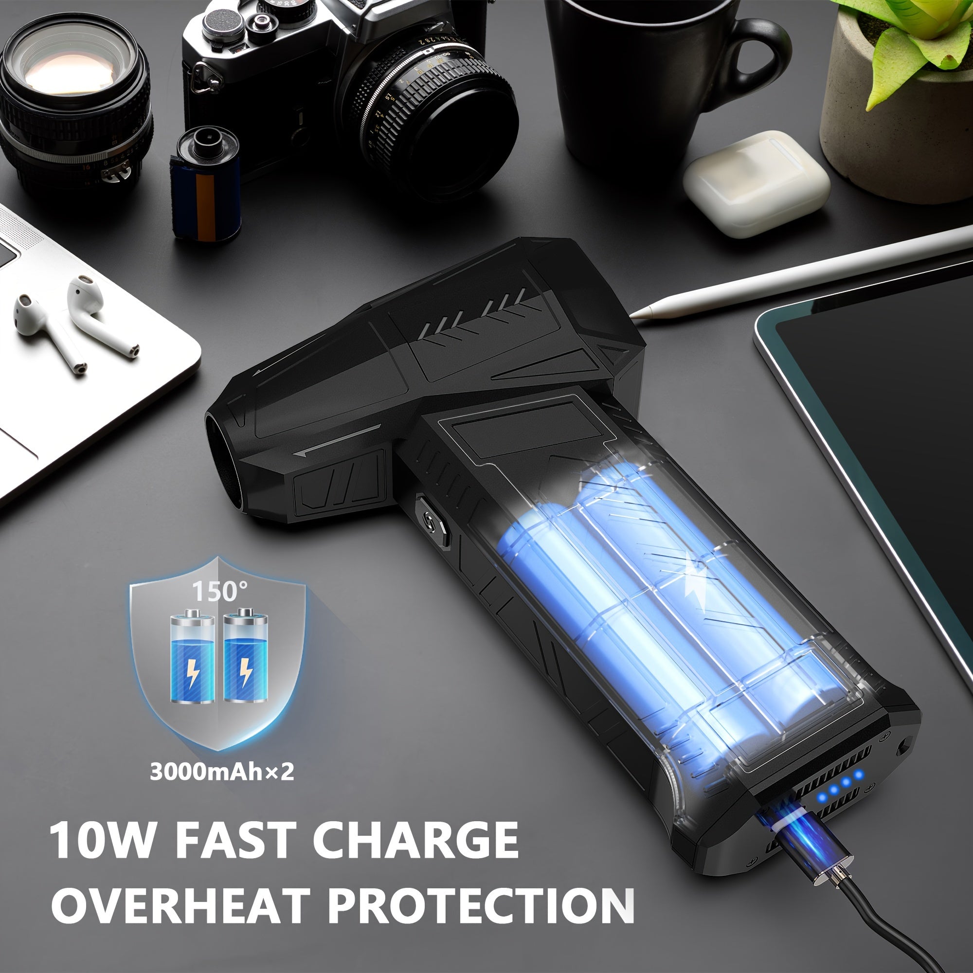 Портативный турбореактивный вентилятор-воздуходувка с высокой скоростью USB для сушки автомобиля, кемпинга