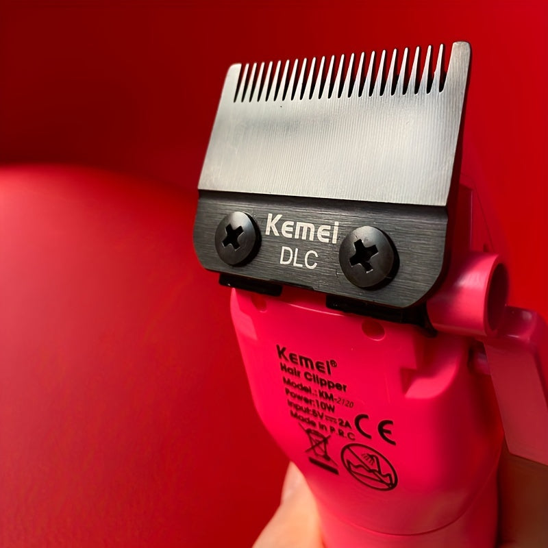 KEMEI Pink Hair Clipper DLC Blade bilan - Erkaklar uchun kuchli elektr trimmer, uzoq batareya muddati, USB bilan zaryadlash mumkin, LED displey, taroq, qaychi va tozalash asboblari bilan birga, zamonaviy dizayn uchun