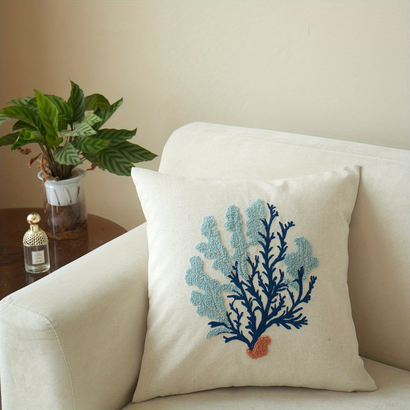 Наволочка для декоративной подушки с вышивкой морского животного 17,72 дюйма, односторонняя, для гостиной и спальни