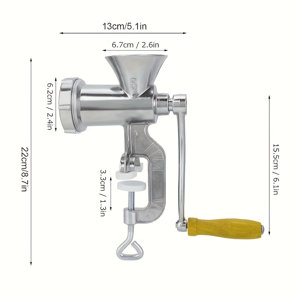 1 dona Katta quvvatli qo'lda go'sht maydalagich va kolbasa tayyorlagich - Rostdan po'lat, 10 RPM, Elektr energiyasi talab qilinmaydi, Tanlov uchun aksessuarlar, maydalangan go'sht va kolbasa uchun ideal, Uy sharoitida foydalanish uchun
