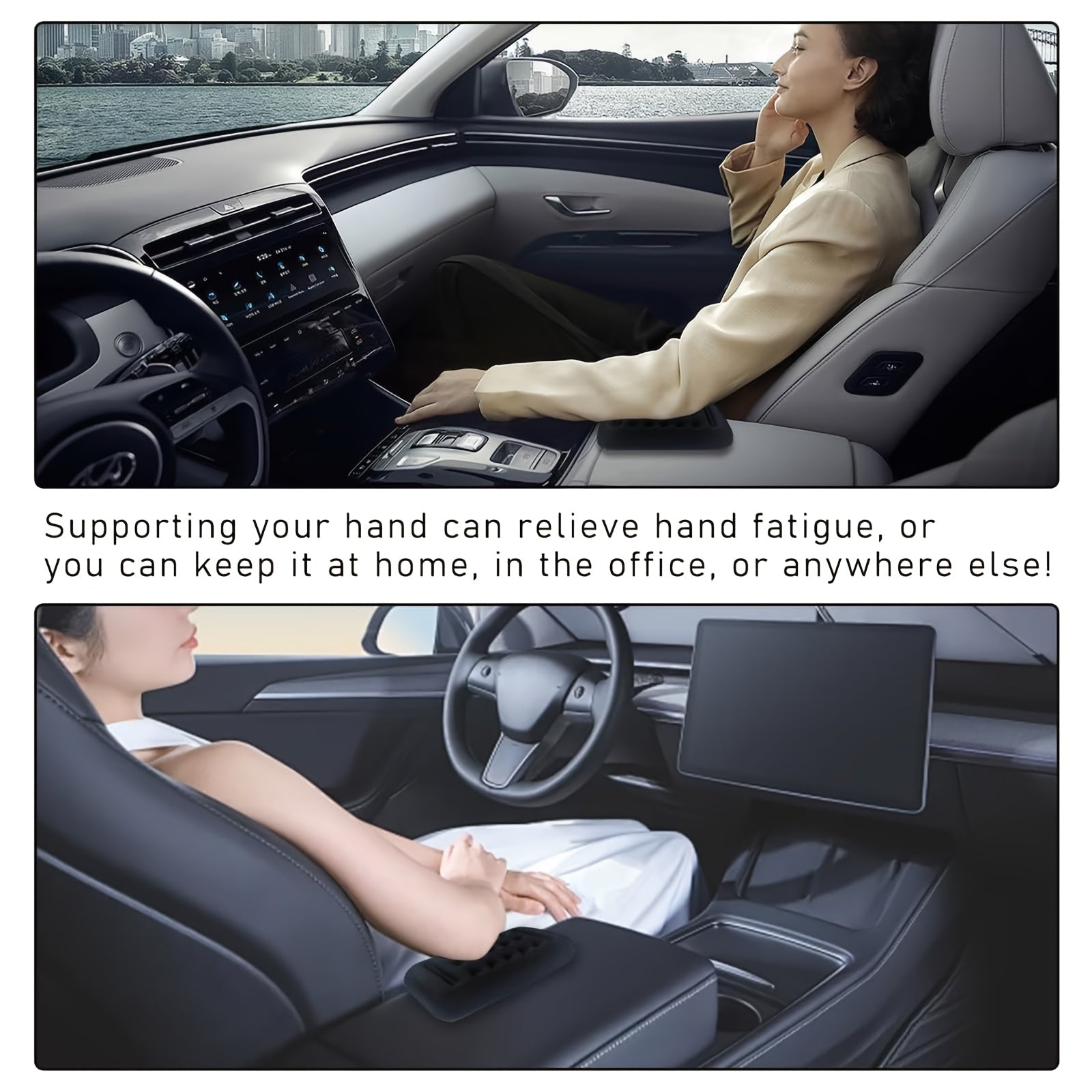 Universal Car Armrest Pad Memory Foam Support Fatigue Relief