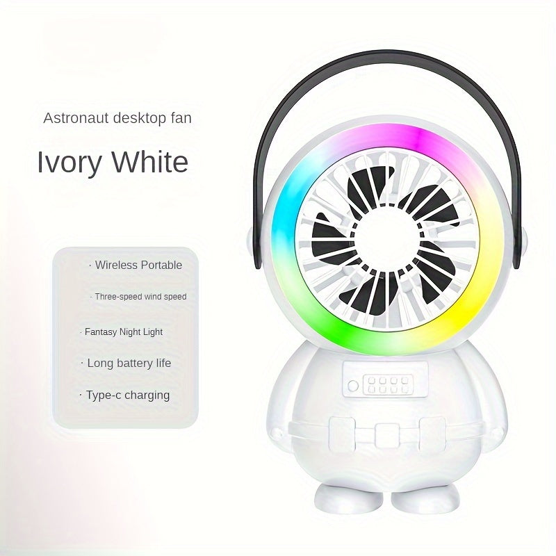 Astronaut USB Fan Rechargeable Portable with 3 Speed Settings for Indoor Outdoor
