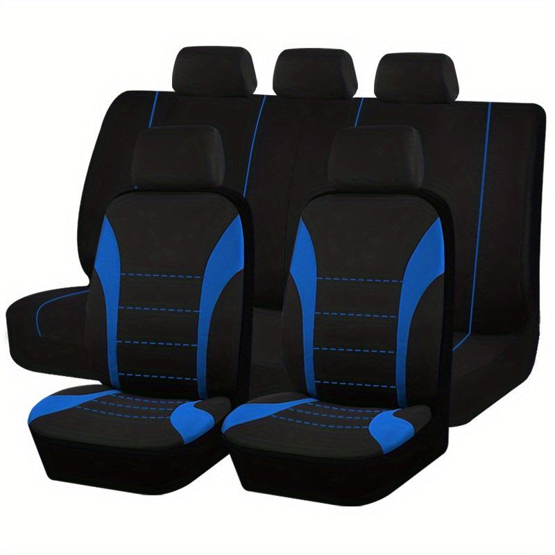 Universal Car Seat Cover Set 9pcs Black Gray Red Blue Cushions Auto Accessories