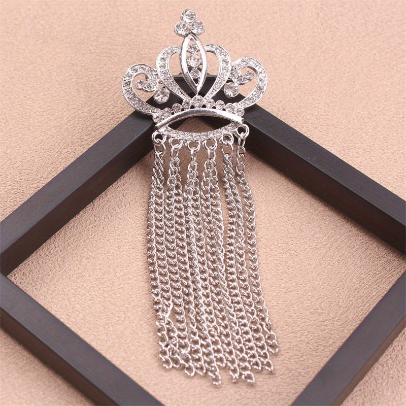 Rhinestone Crown Brooch Elegant Jewelry Accessory for Clothing Bags Hats