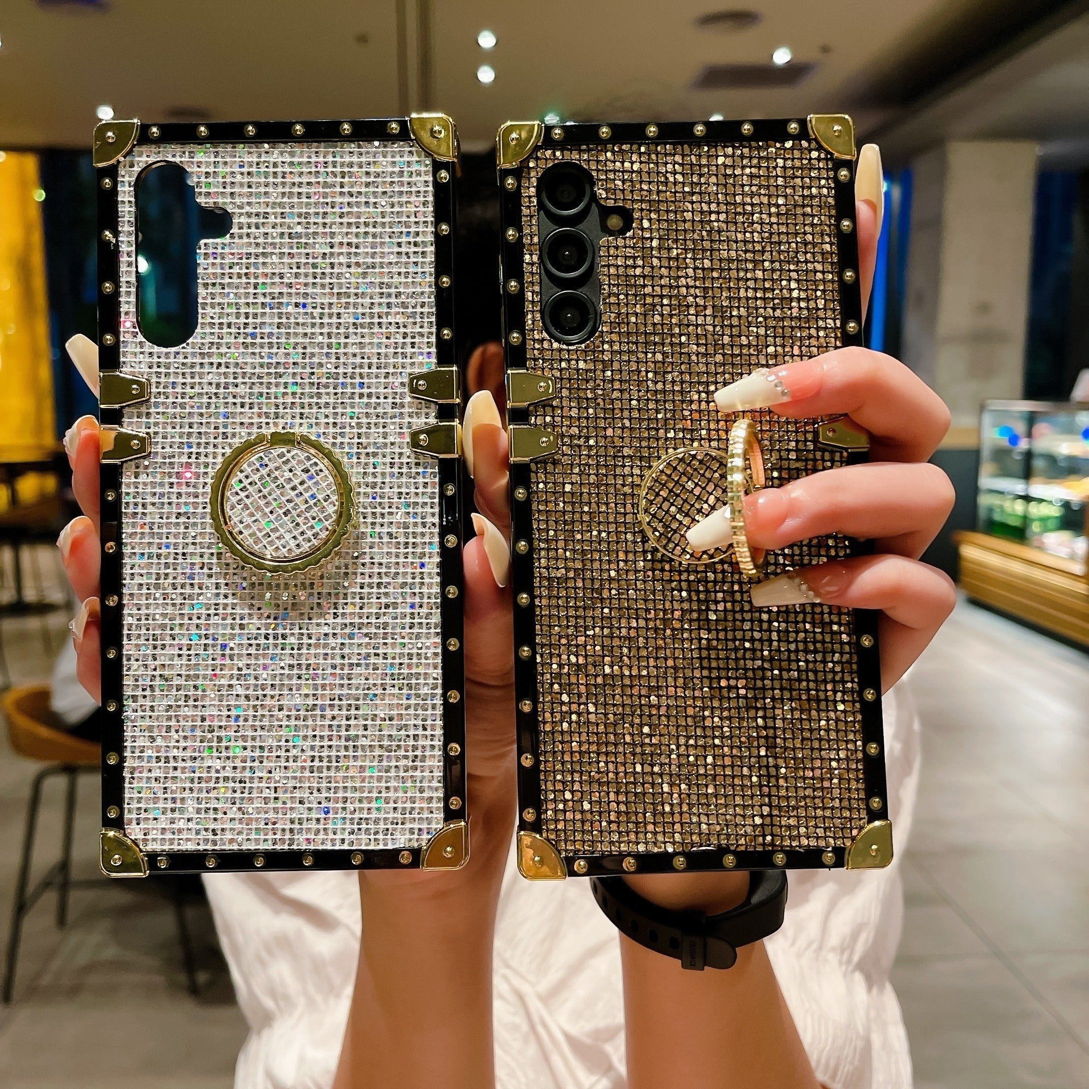 Diamond Studded Phone Case for Samsung Models Durable PC Protective Cover