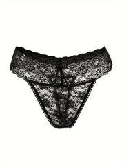 Women's Floral Lace Thong Panties Low-Rise Seamless Nylon Underwear