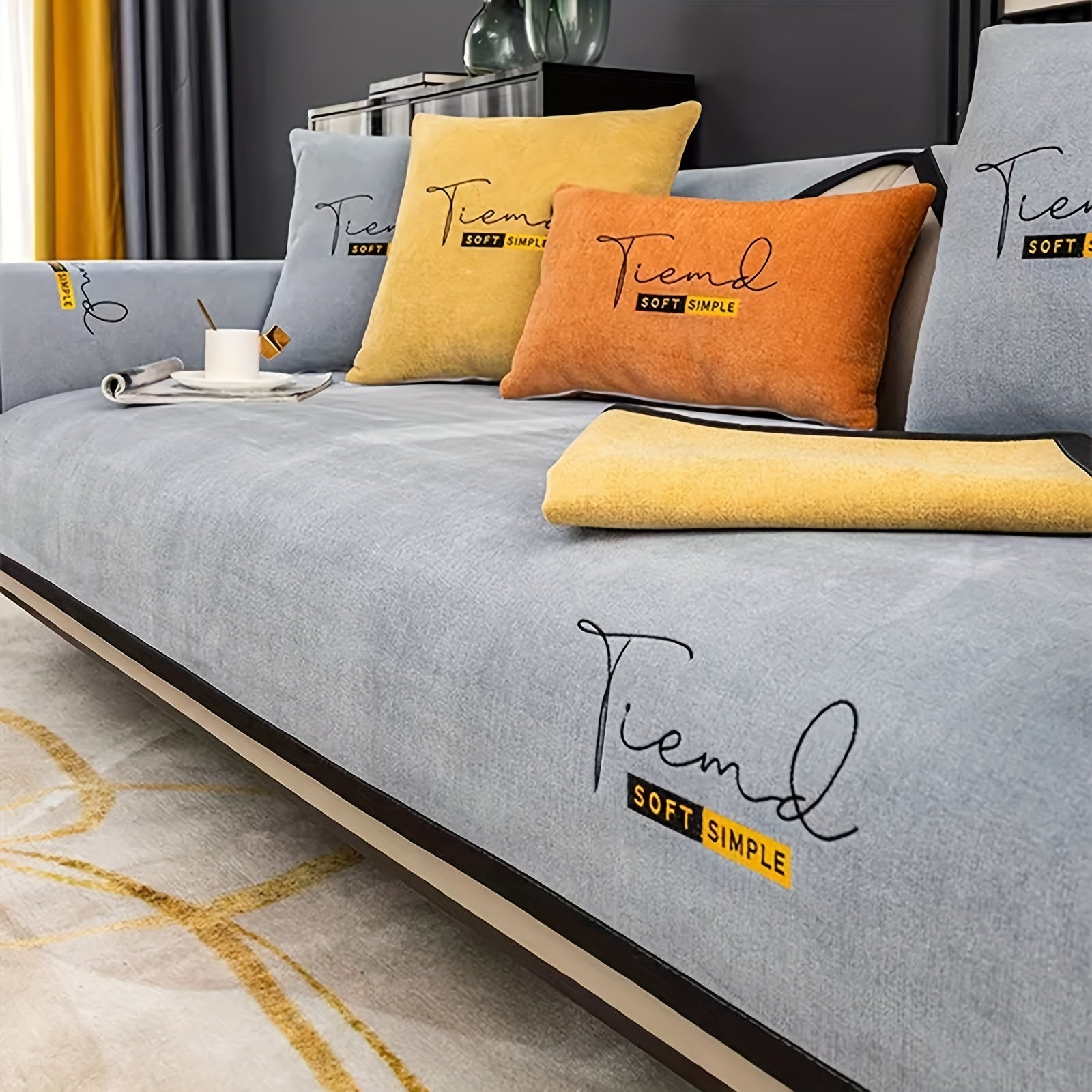 Chenille Couch Cover Non-Slip Sofa Protector for Living Room Bedroom Office