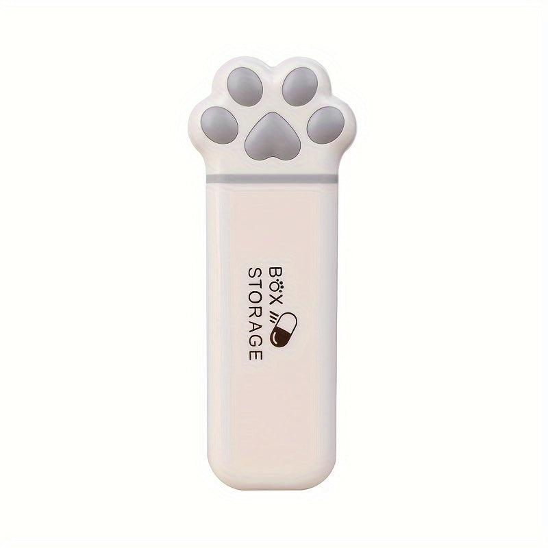Mini Cat Paw Pill Organizer Portable Medication Box with 3 Compartments