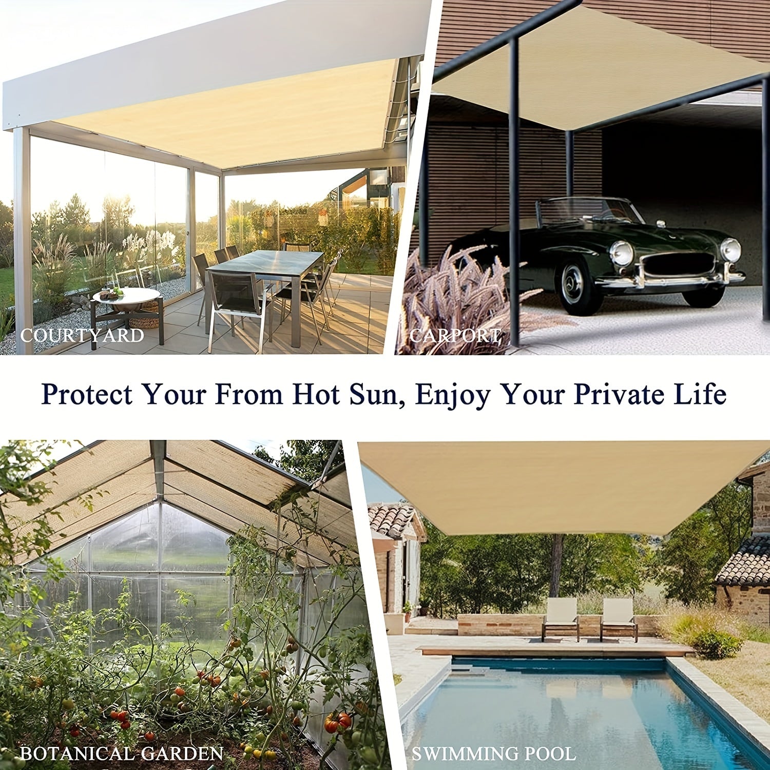 Yellow UV Protection Sun Shade Cloth for Outdoor Pergola Deck Patio Heat Resistant Reinforced Grommets
