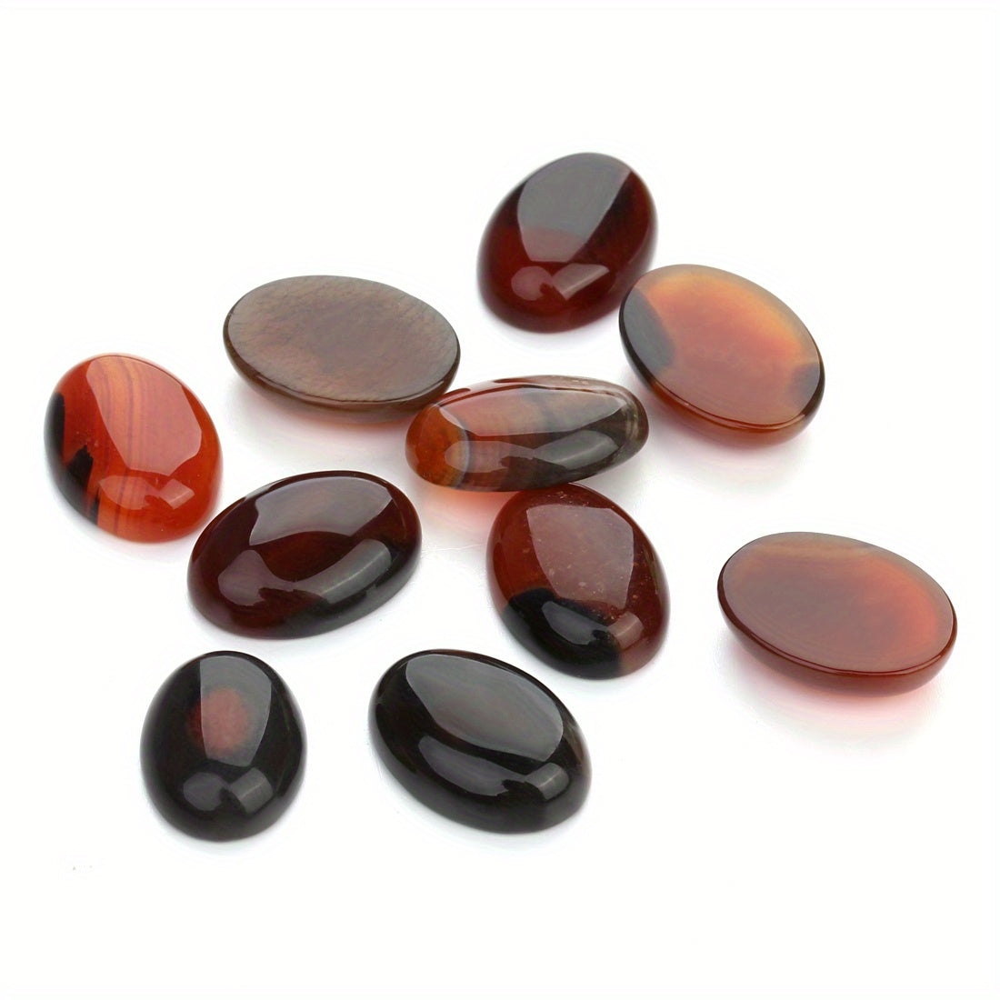 Set of 10 Natural Oval Agate Flatback Gemstone Cabochons 10x14mm 18x13mm for Jewelry Making