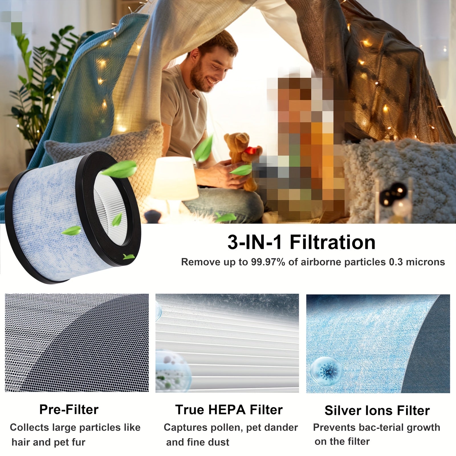 HEPA Replacement Filter for Air Purifiers High-Efficiency Particulate Air Filter