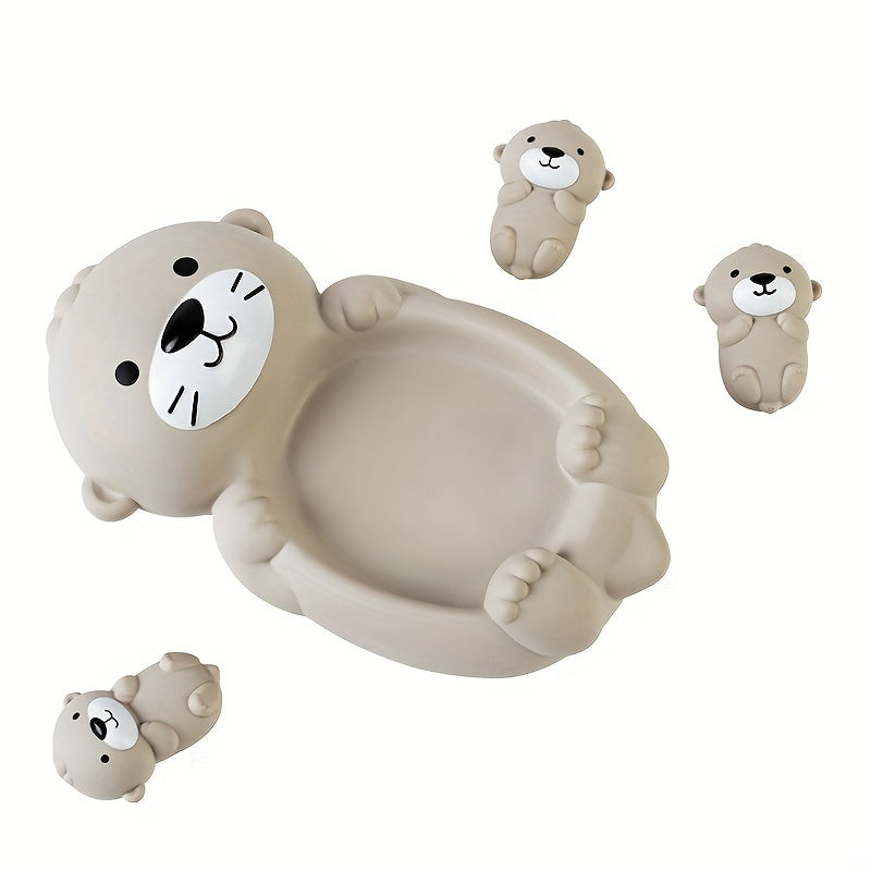 Kids Bath Toy Set with Floating Otter and Water Play Animals Gray